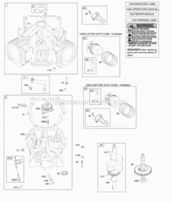 Part Location Diagram of 845094 Briggs and Stratton Cylinder Assembly